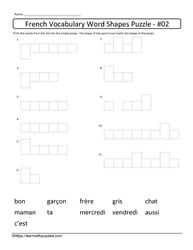 French Vocabulary Word Shapes #02