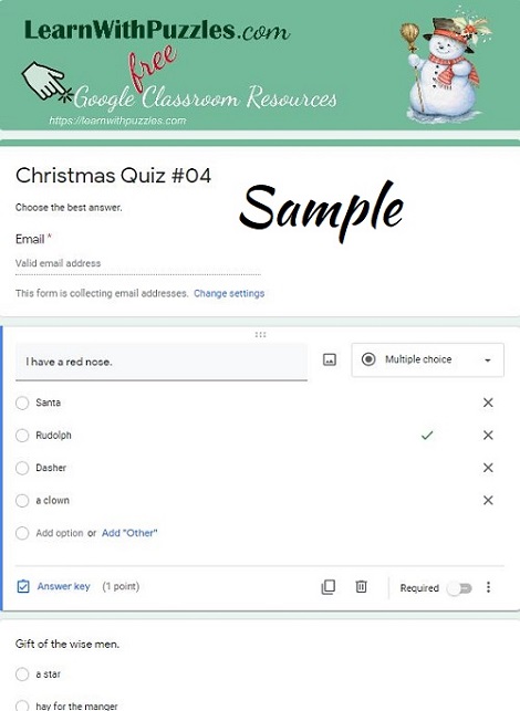 Christmas Crossword Google Quiz™ #04