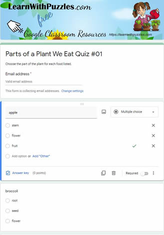 Plant Parts We Eat-Multiple Choice#01