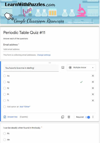 Periodic Table Puzzle and Google Quiz-11