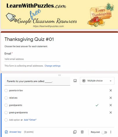 Thanksgiving Google Quiz #01