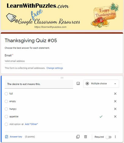 Thanksgiving Google Quiz #05