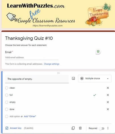 Thanksgiving Google Quiz #10