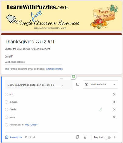 Thanksgiving Google Quiz #11