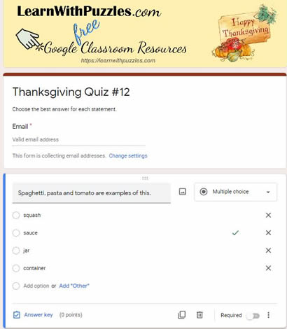 Thanksgiving Google Quiz #12