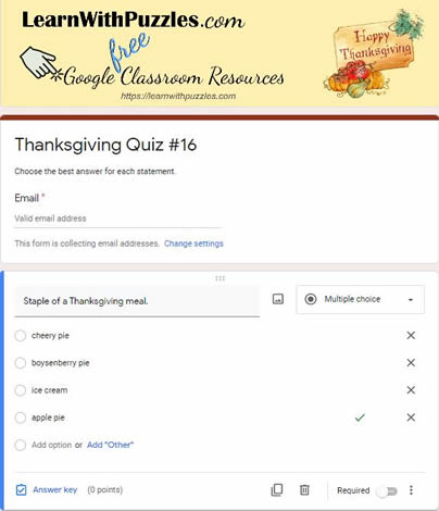 Thanksgiving Google Quiz #16