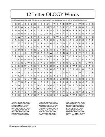 Wordsearch Puzzle-12 Letter Words