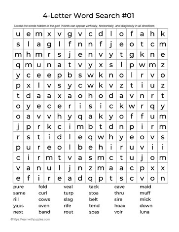 Four Letter Words Puzzle 1