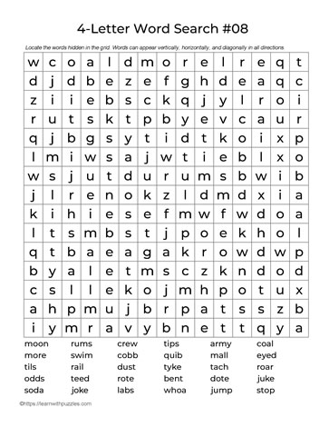Four Letter Words Puzzle 8