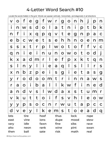 Four Letter Words Puzzle10
