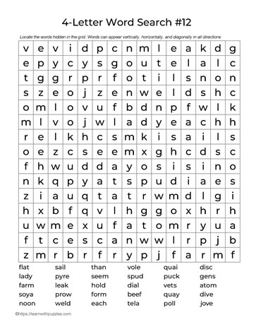 Four Letter Words Puzzle 12