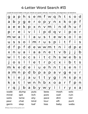 Four Letter Words Puzzle 13