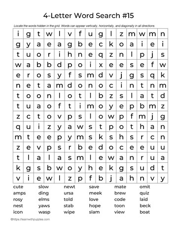 Four Letter Words Puzzle 15
