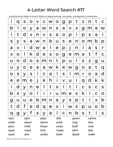 Four Letter Words Puzzle 17