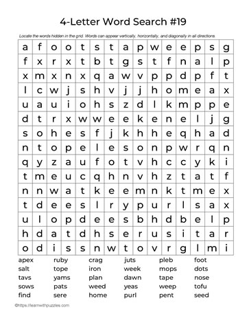 Four Letter Words Puzzle 19