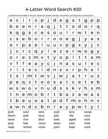 Four Letter Words Puzzle 20
