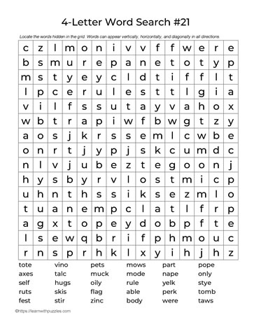 Four Letter Words Puzzle 21