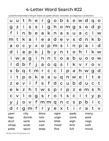 Four Letter Words Puzzle 22
