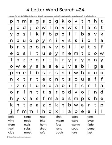 Four Letter Words Puzzle 24