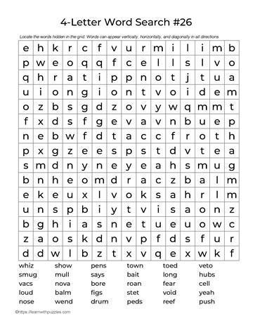 Four Letter Words Puzzle 26