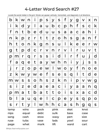 Four Letter Words Puzzle 27