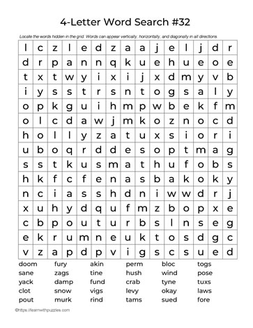 Four Letter Words Puzzle 32