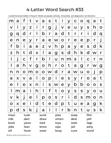 Four Letter Words Puzzle 33