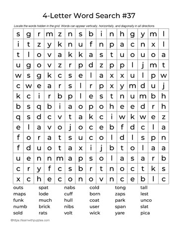 Four Letter Words Puzzle 37