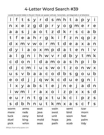 Four Letter Words Puzzle 39