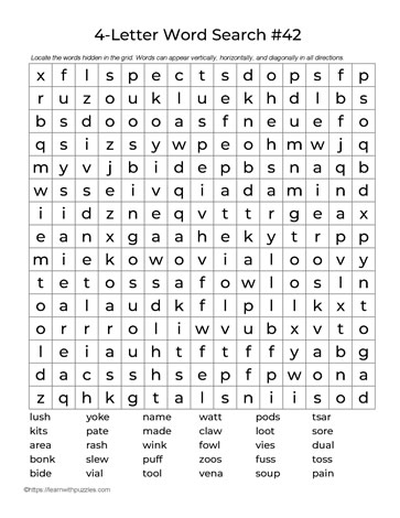 Four Letter Words Puzzle 42