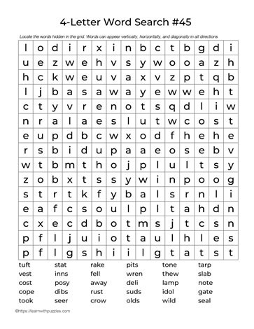 Four Letter Words Puzzle 45