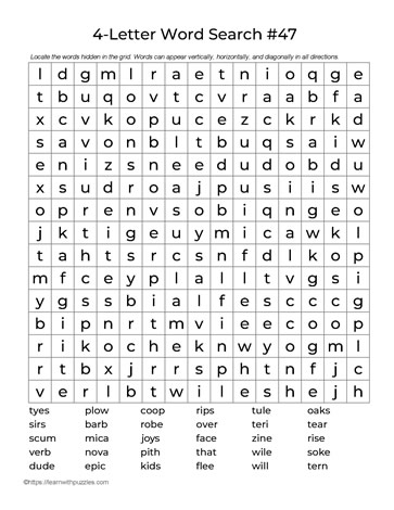 Four Letter Words Puzzle 47