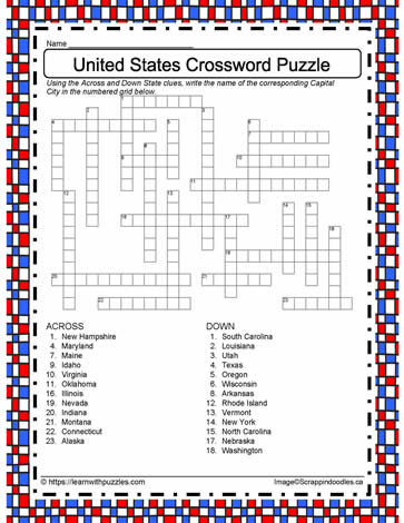 State Crossword Puzzle Learn With Puzzles