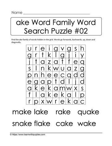 ake Word Family Activity