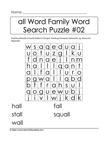 all Word Family Activity