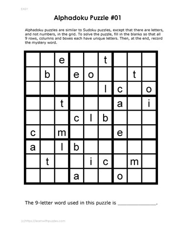 Alphadoku Puzzle #01