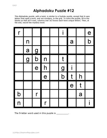Alphadoku Puzzle #12