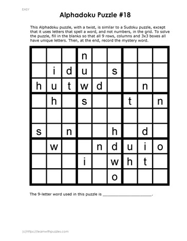 Alphadoku Puzzle #18