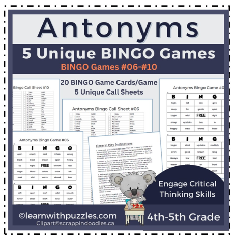 Antonyms Bingo #06-#10