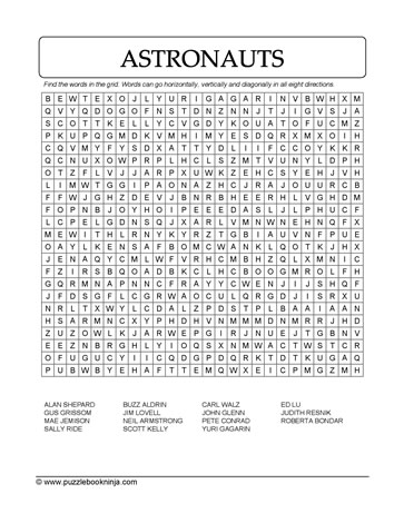 Astronauts WordSearch Puzzle