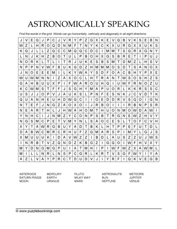Astronomy Word Search Puzzle