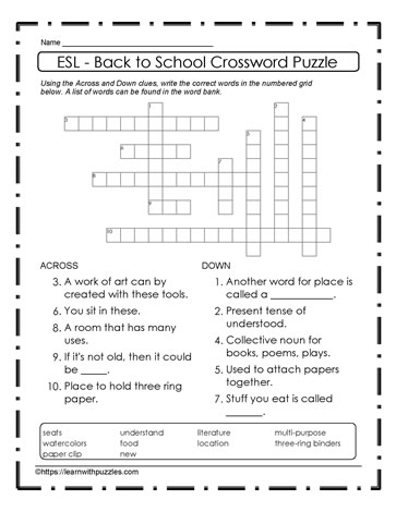 ESL -  Back To School Puzzle #21