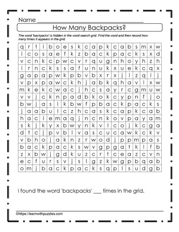 Back To School Word Search #07
