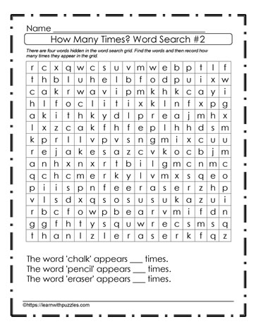 Back To School Word Search #11