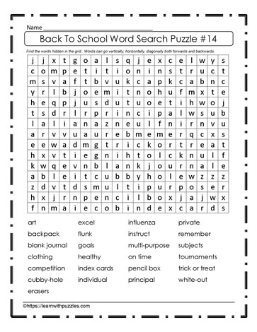 Back to School Word Search #14