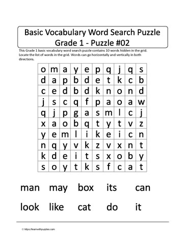 Basic Gr1 Vocab Word Search-2