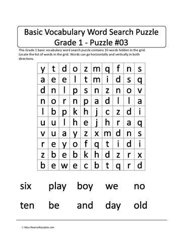 Basic Gr1 Vocab Word Search-3