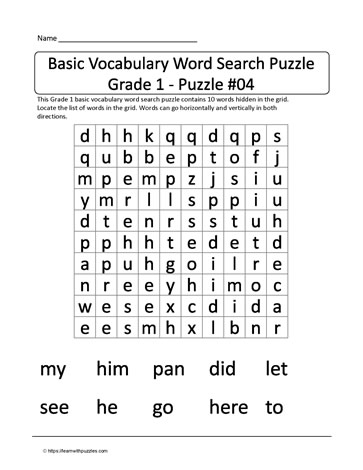 Basic Gr1 Vocab Word Search-4