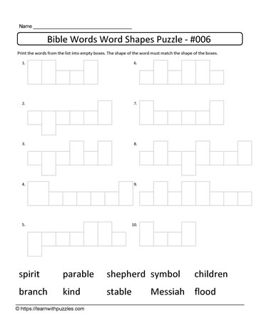 Bible Word Shapes Puzzle