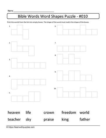 Word Shapes Puzzle-Bible Words